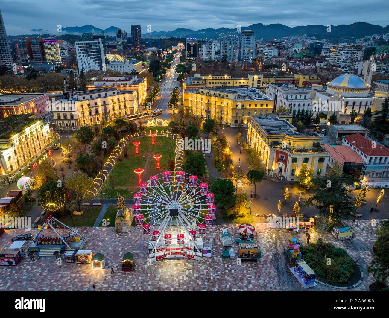 Beautiful red building tirana hi-res stock photography and images - Alamy