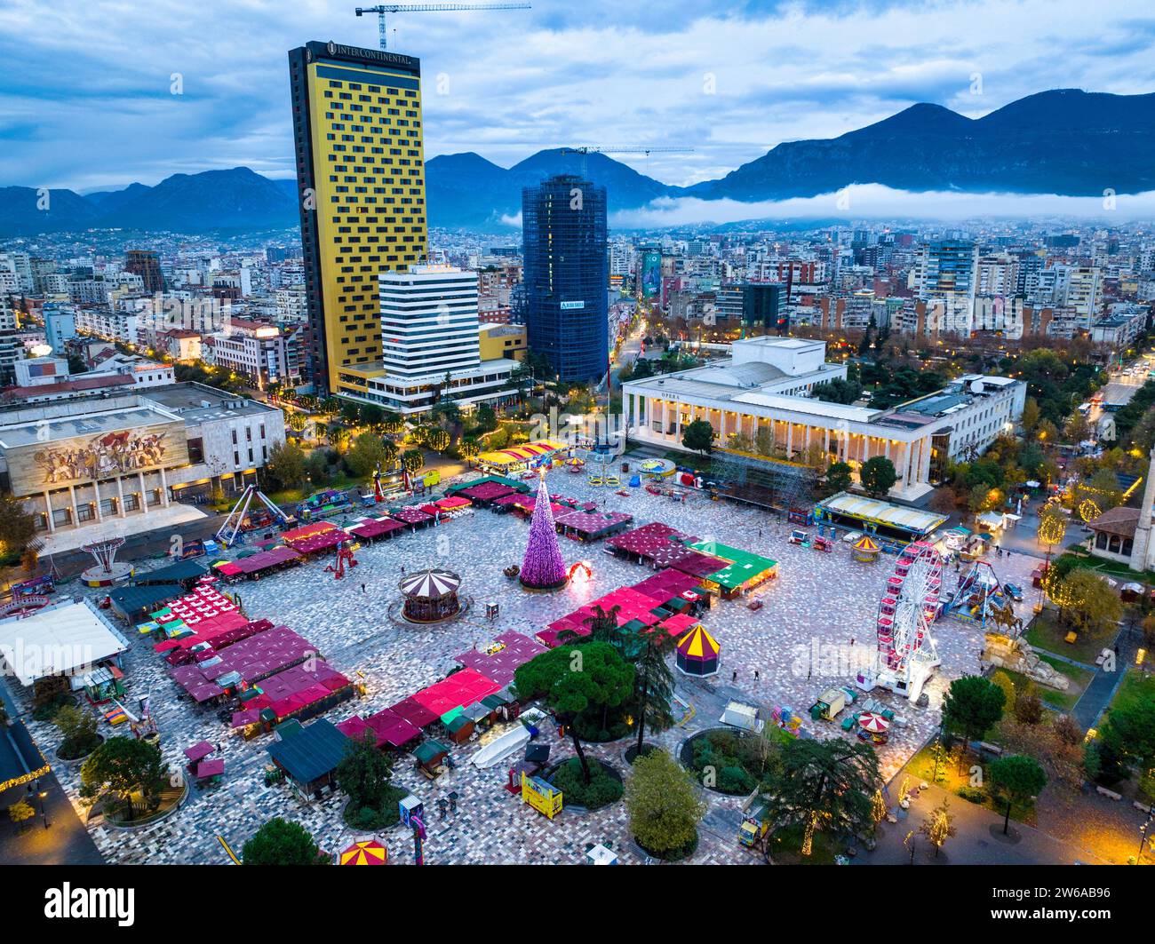 Beautiful red building tirana hi-res stock photography and images - Alamy