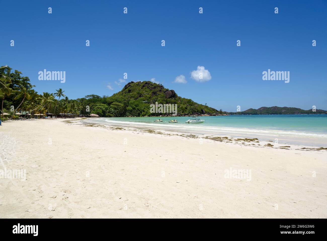 Cote D'Or Beach, Anse Volbert Village, Praslin Island, Seychelles, Indian Ocean Stock Photo