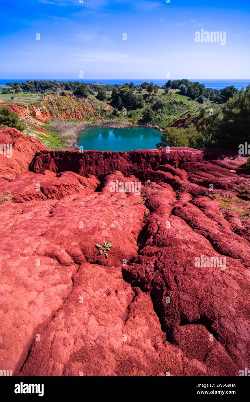 The lake Lago di Bauxite, outside the town of Otranto, a former open