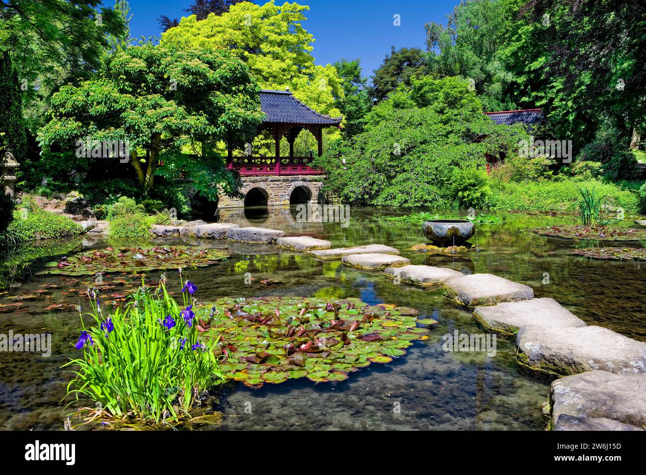 Japanese Garden, Leverkusen, North RhineWestphalia, Germany, Europe Stock Photo Alamy