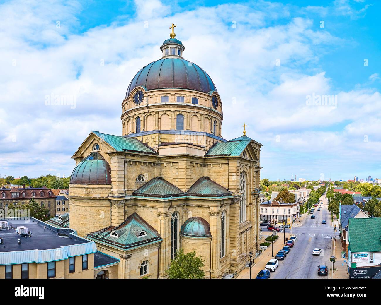 Aerial View of Historic Basilica of St Josaphat with Urban Backdrop ...