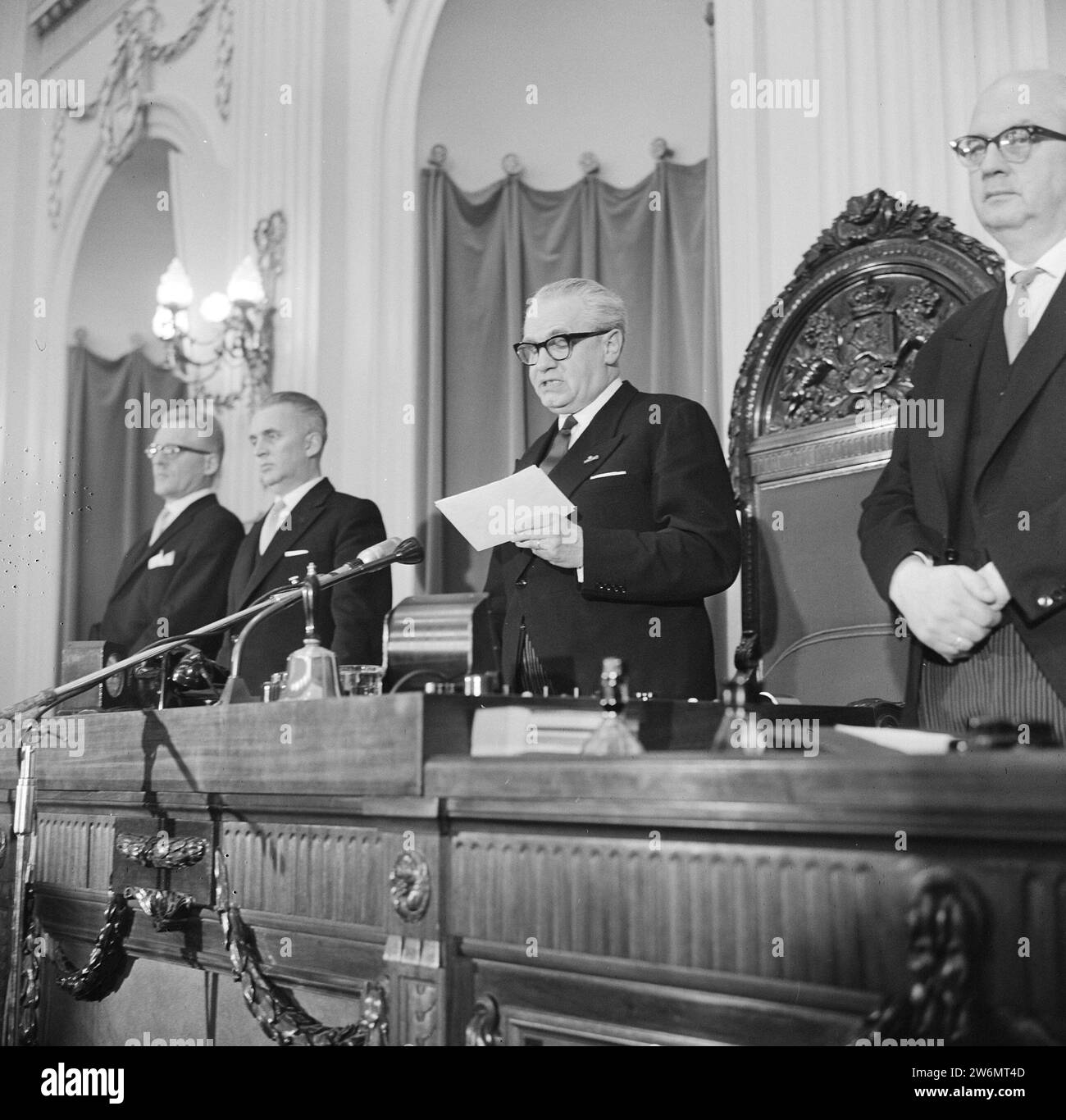 (original caption) Statements made in the Senate and the House of Representatives after the marriage of Princess Irene, Mr. J.A. Jonkman ca. April 29, 1964 Stock Photo
