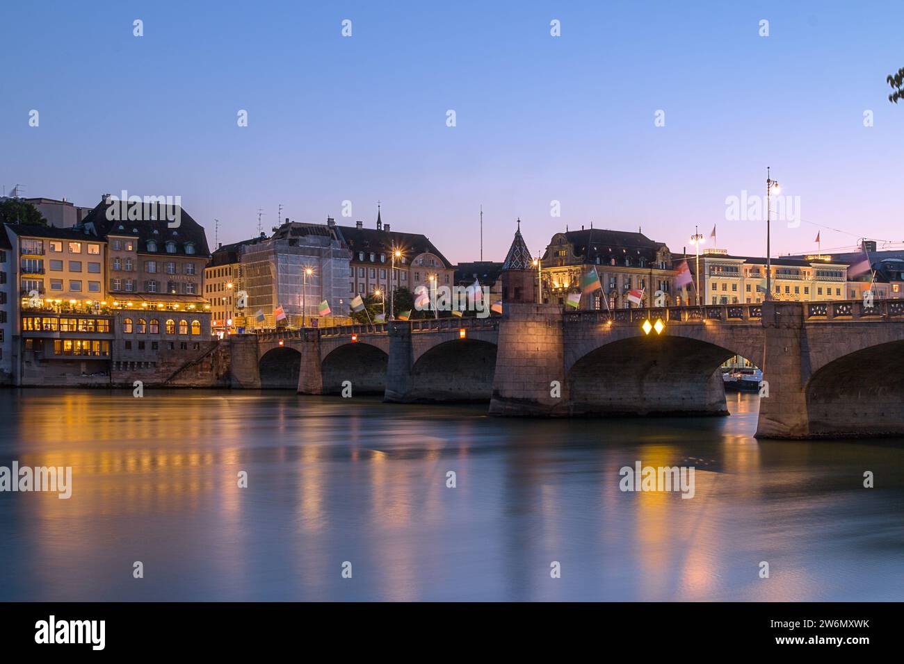 Basel, Switzerland - 13 June, 2022: The old Mittler Bridge over