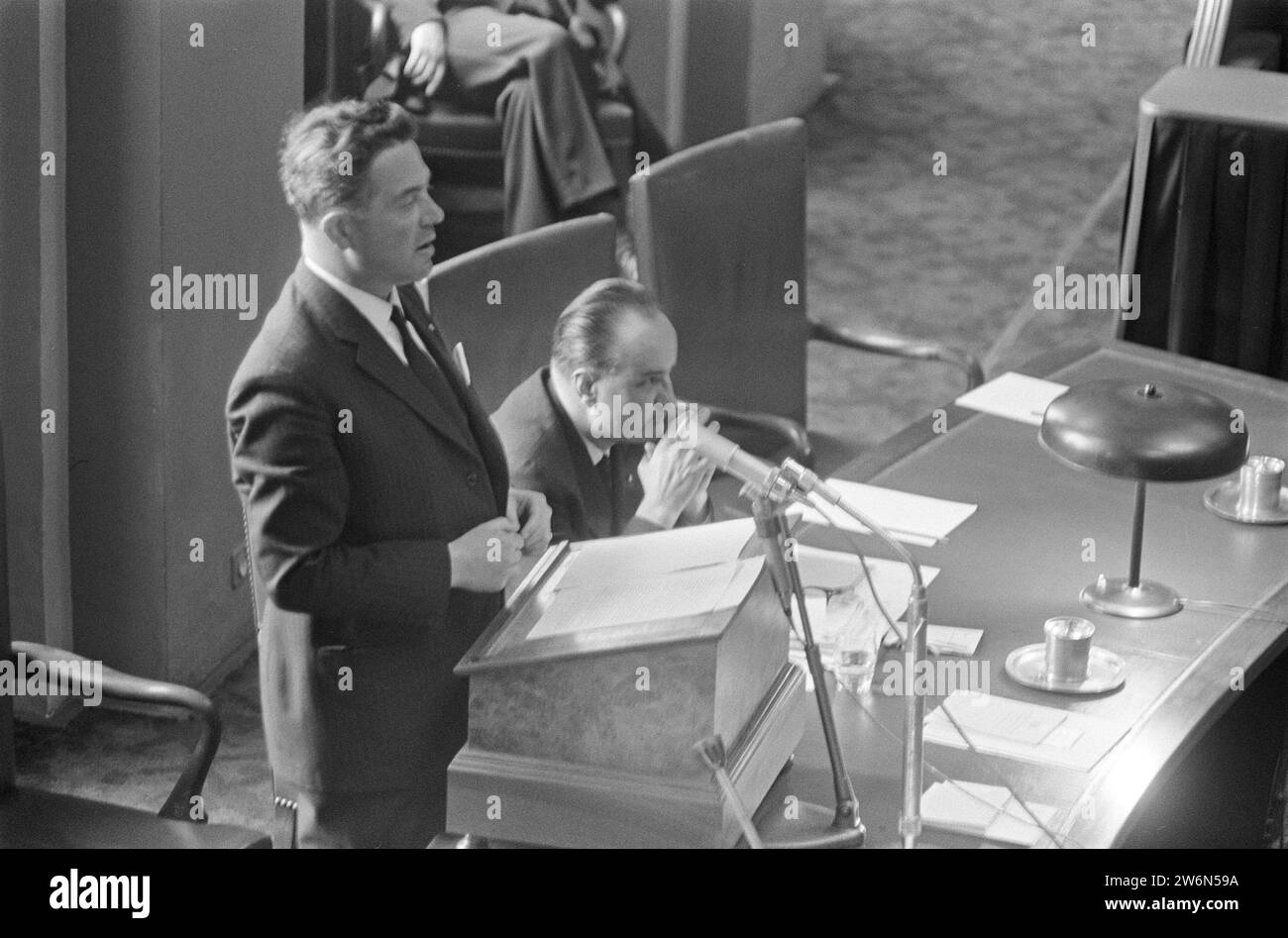Statements made in the Senate and the House of Representatives after the marriage of Princess Irene, no. 9, 10 Prime Minister Marijnen ca. April 29, 1964 Stock Photo