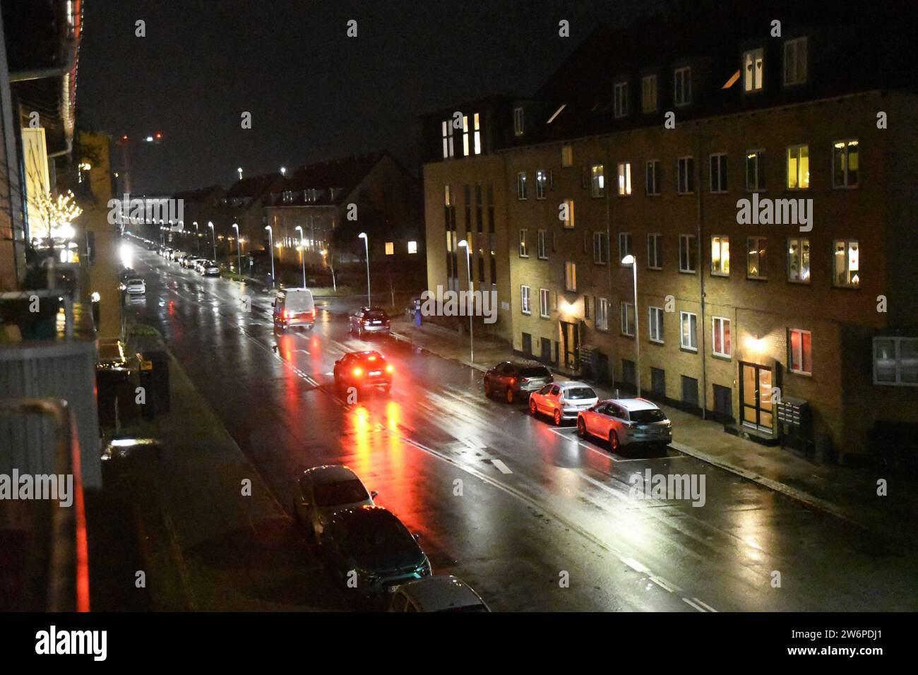 Copenhagen, Denmark /21 December 2023/.Weather rain fall in danish