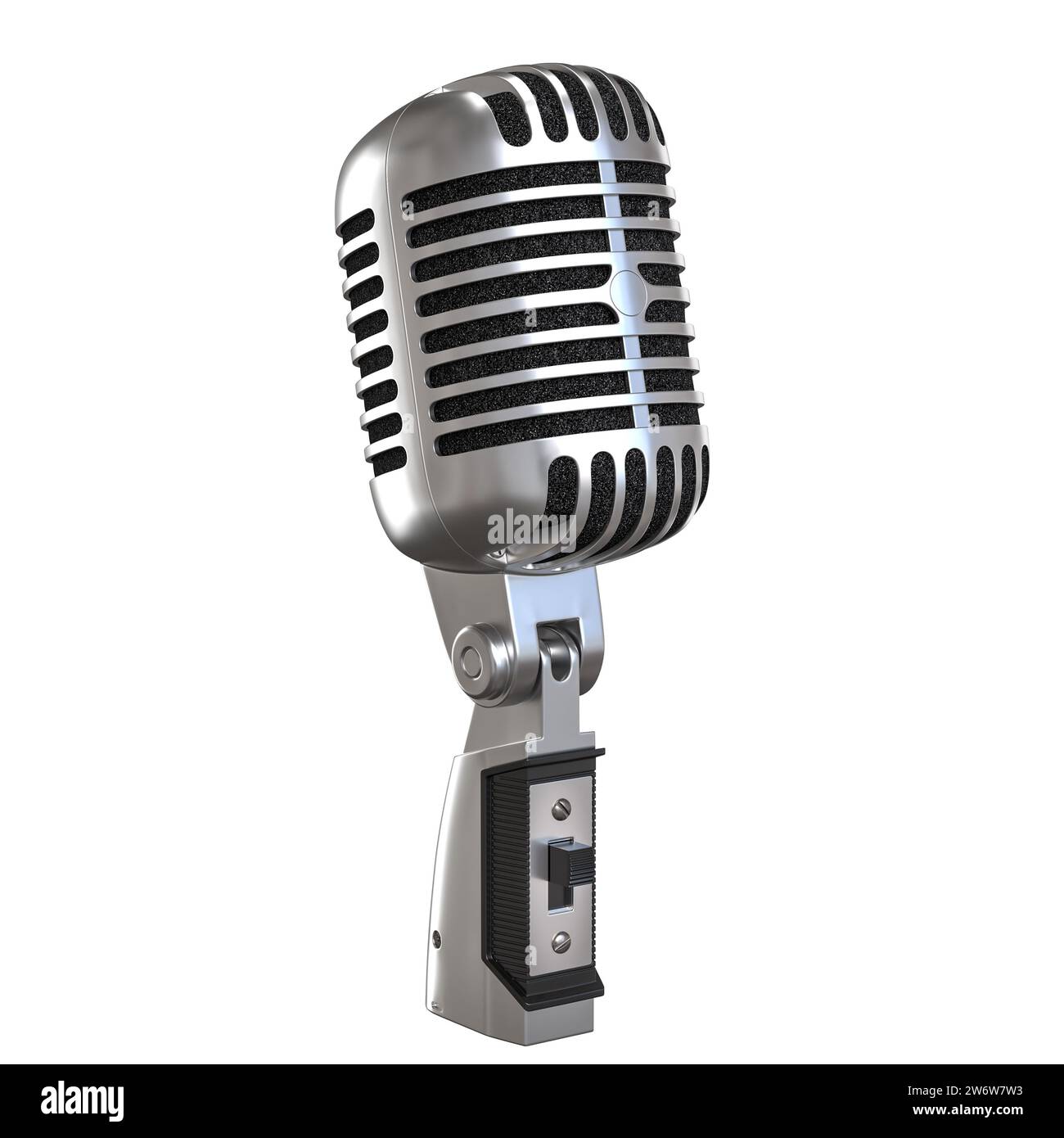 3d render of a vintage metal microphone isolated on white Stock Photo