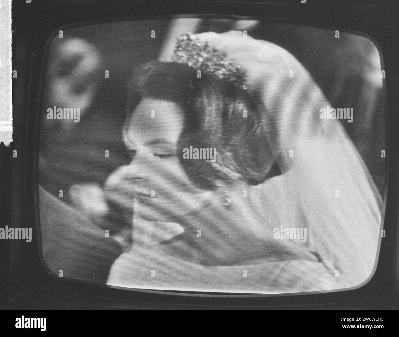 Wedding Princess Irene and Prince Hugo Charles in Rome from television, Princess Irene (headline) ca. April 29, 1964 Stock Photo