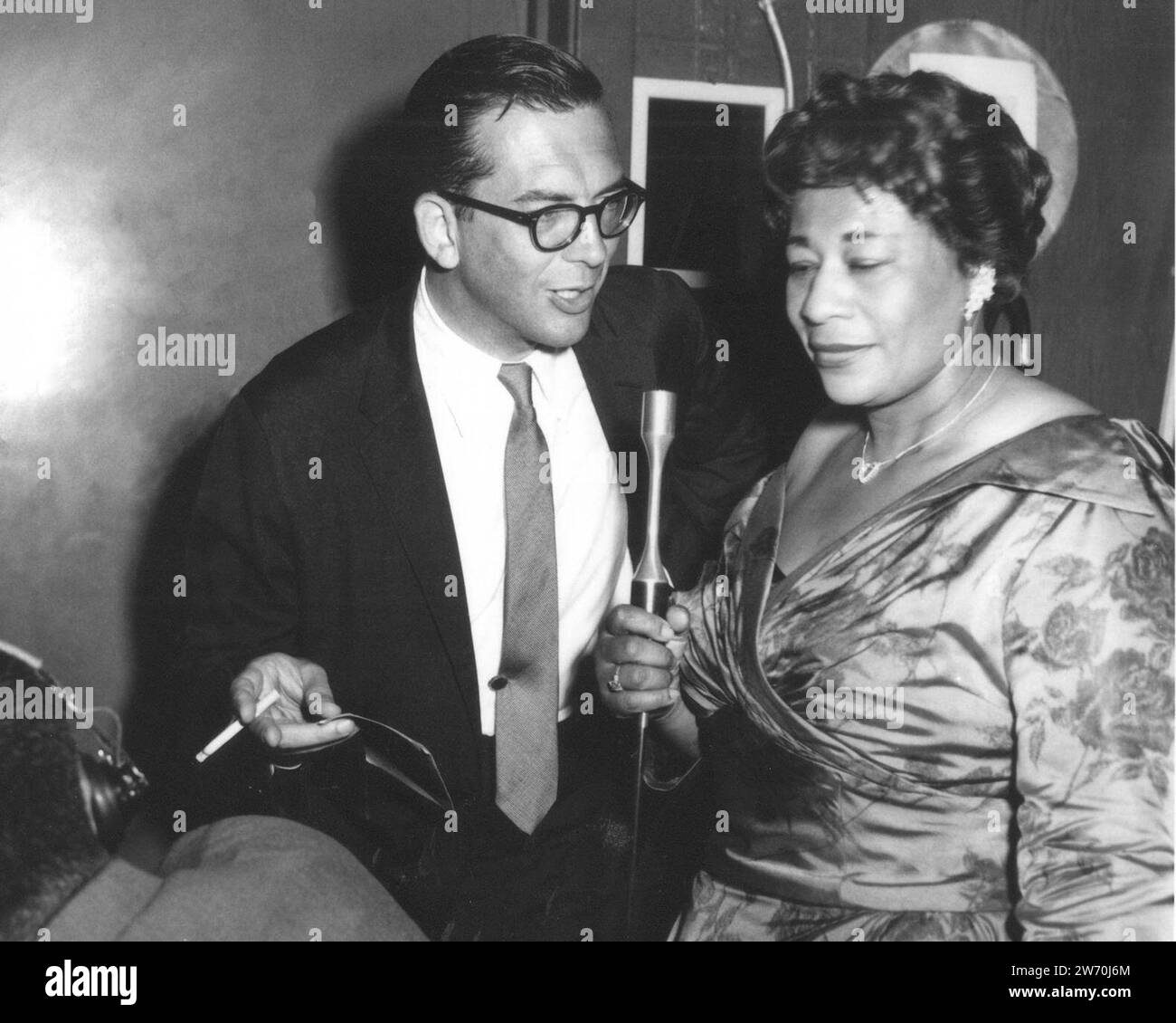 Willis Conover with Ella Fitzgerald. Stock Photo
