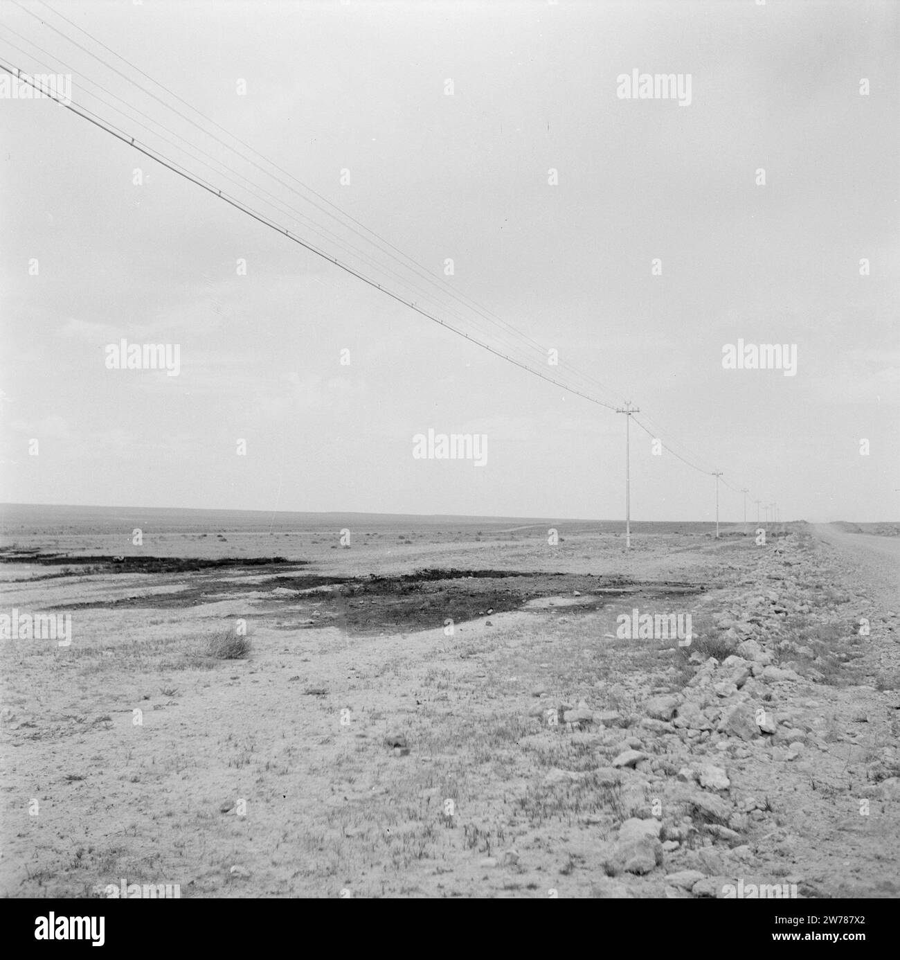 Oil slick caused by leakage from pipeline ca. 1950-1955 Stock Photo