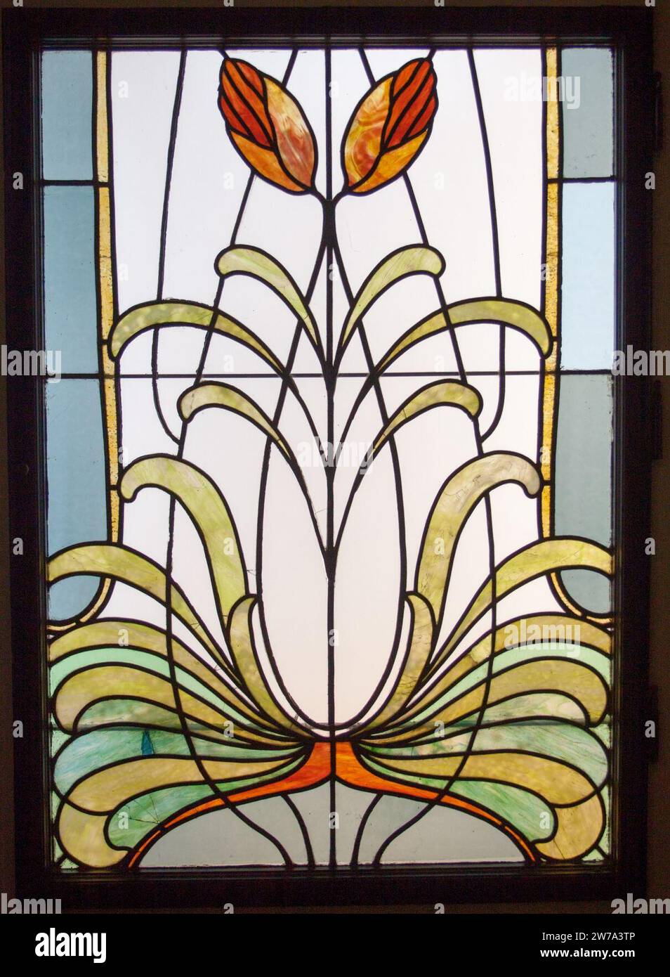 Window Motivs Window with flower motives from the Villa Alpár Stock Photo - Alamy