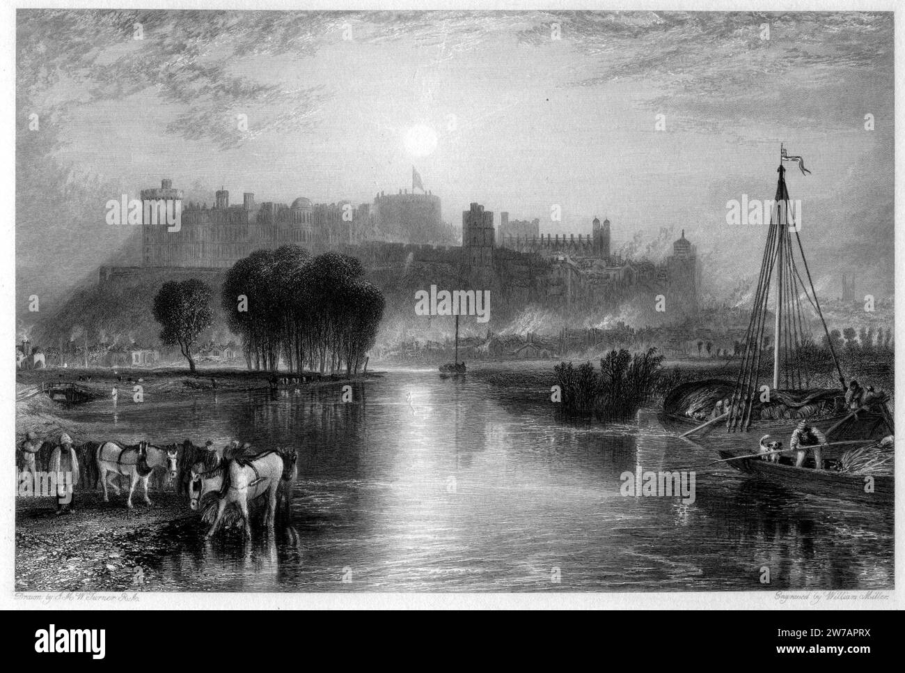 Windsor engraving by William Miller after Turner Stock Photo - Alamy