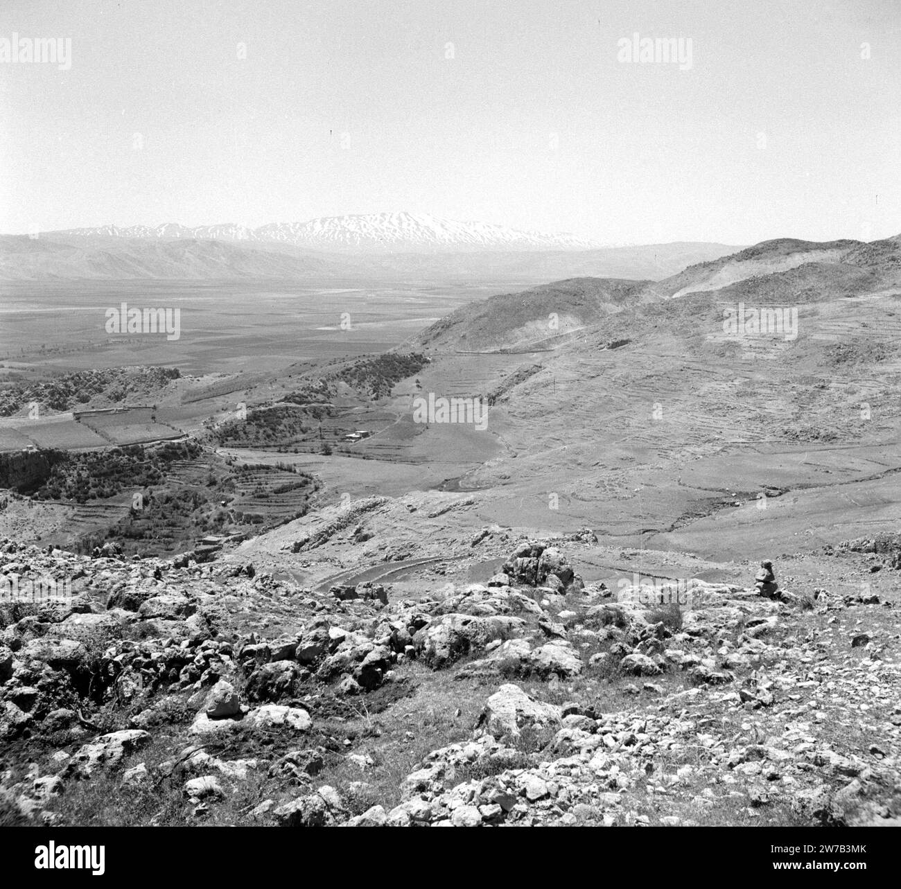 View over the mountains and over the Bekaa valley of Lebanon. Mount