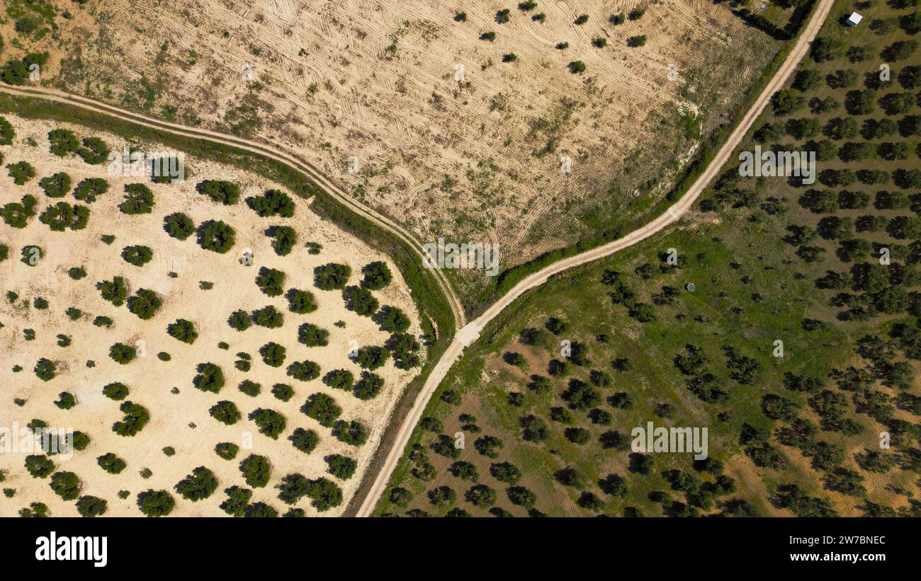 Three different directions from above, somewhere in Spain. Stock Photo