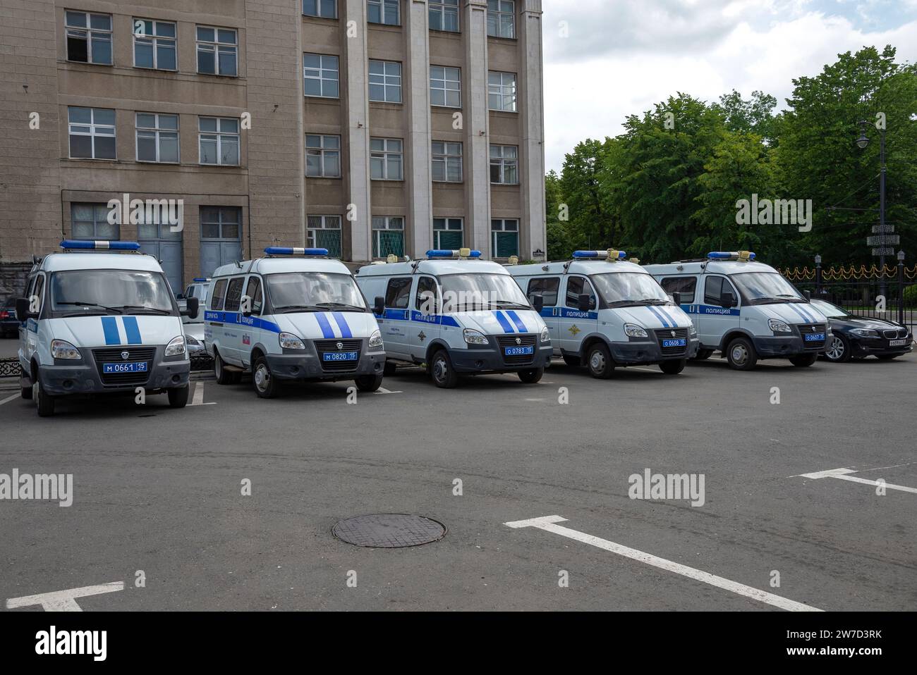 VLADIKAVKAZ, RUSSIA - JUNE 13, 2023: Police cars in the parking lot, Vladikavkaz Stock Photo