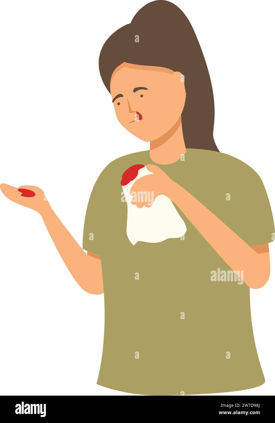 Nosebleed epistaxis icon cartoon vector. Medical face problem. Nose