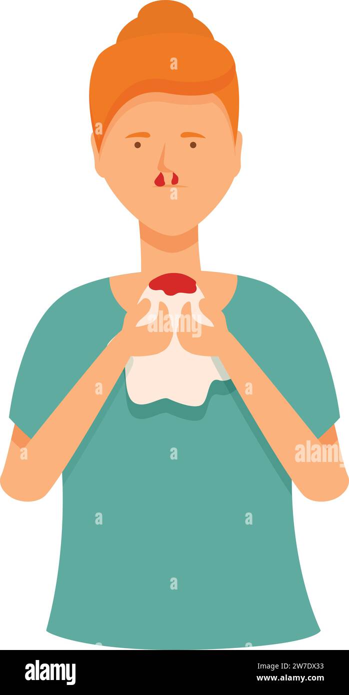 Nosebleed patient icon cartoon vector. Medical face. Nose disease Stock