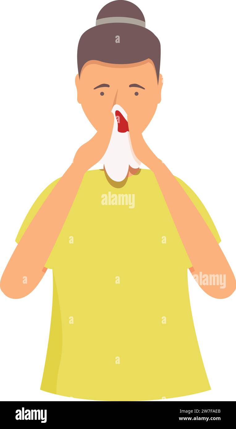 Morning nosebleed icon cartoon vector. Head patient problem. Nasal