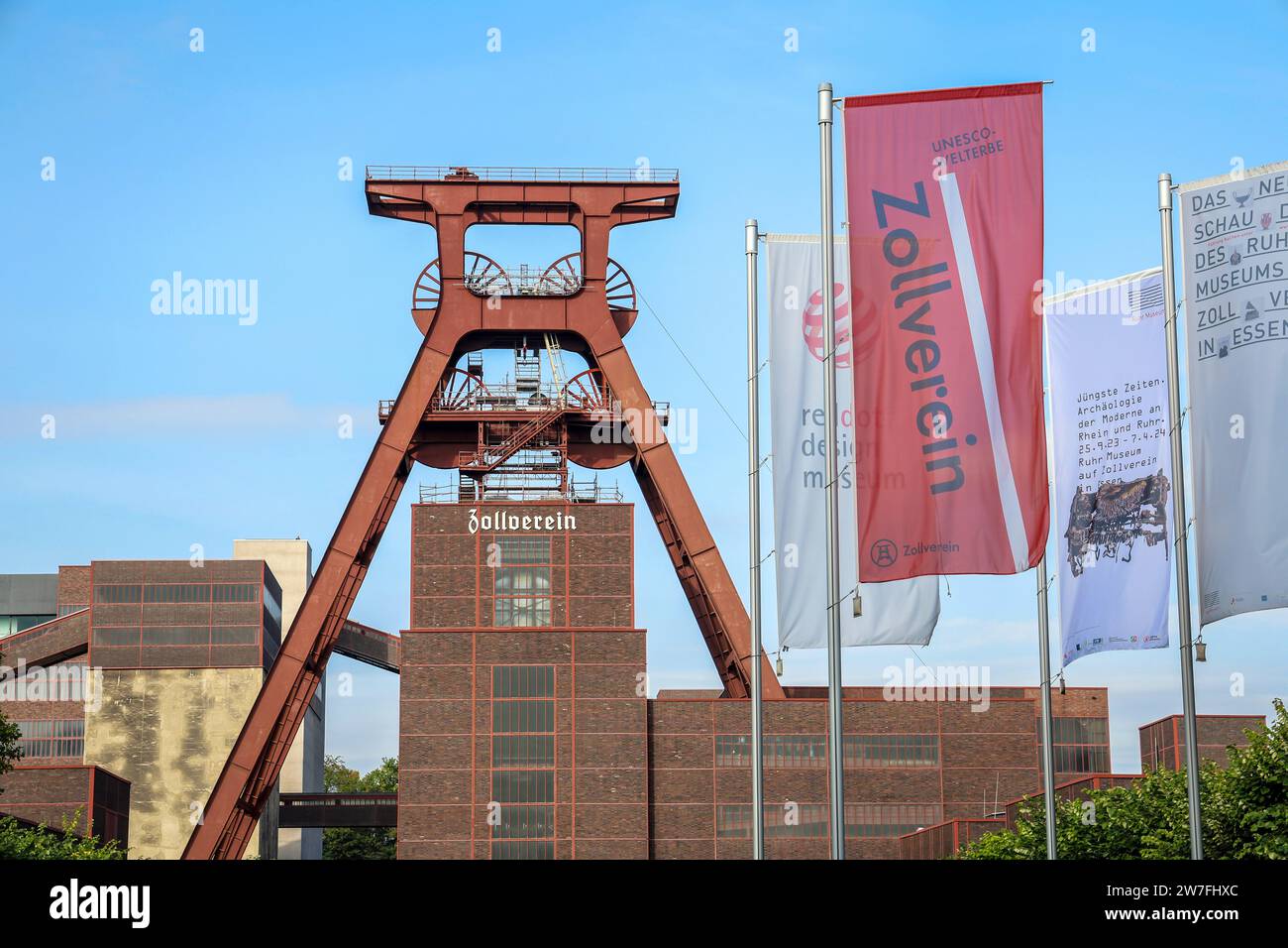 28.09.2023, Germany, Essen, North Rhine-Westphalia - Zollverein Coal Mine Industrial Complex, Zollverein UNESCO World Heritage Site, conveyor tower. 0 Stock Photo