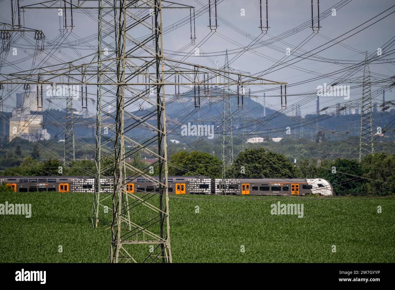 Railway line between Essen and Bochum near Wattenscheid, RRX Rhine-Ruhr ...