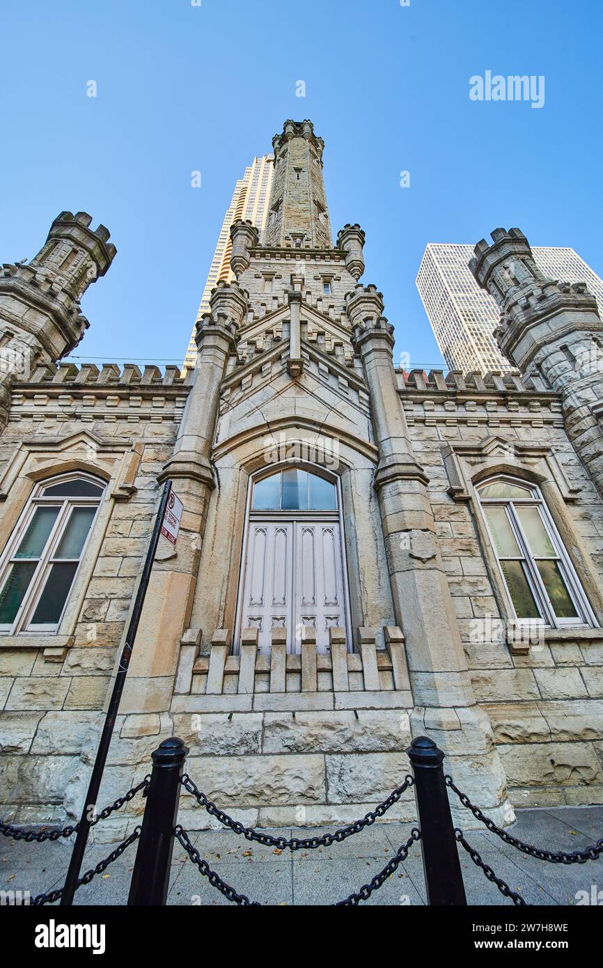 Tourism chains around Chicago water tower entrance to historic original ...