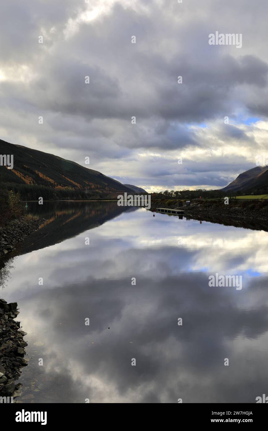 Autumn view over Loch Lochy at Laggan locks, Caledonian Canal, Great Glen, Highlands of Scotland Stock Photo