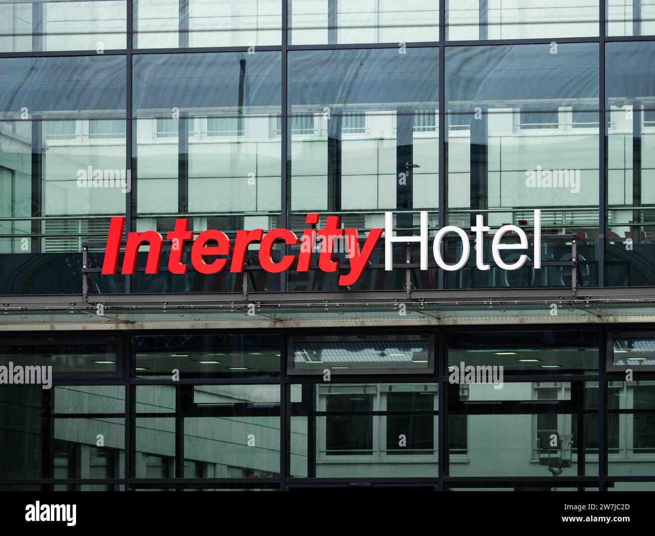 IntercityHotel logo sign on a modern building exterior. The name of the ...