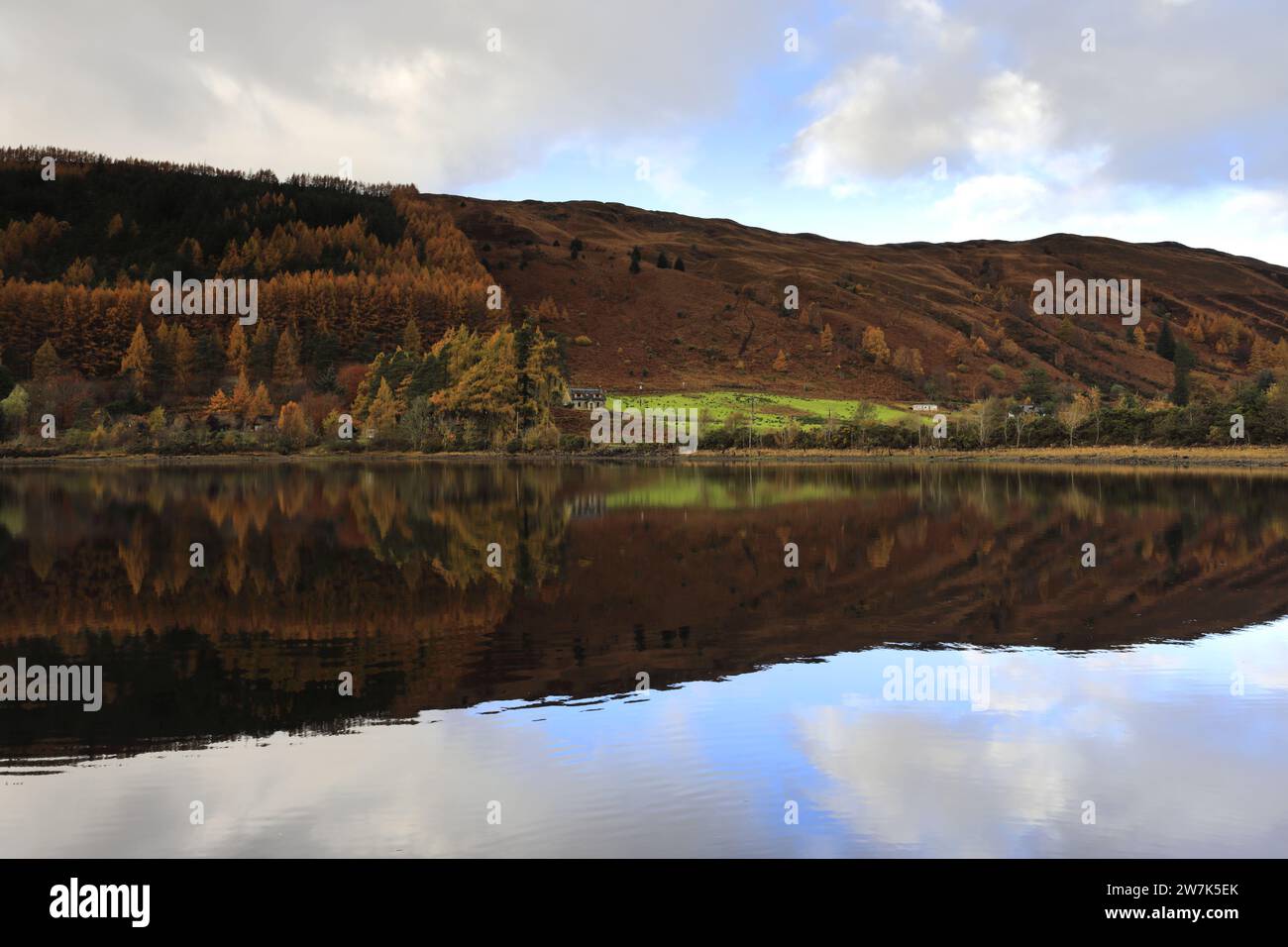 Autumn view over Loch Lochy at Laggan locks, Caledonian Canal, Great Glen, Highlands of Scotland Stock Photo