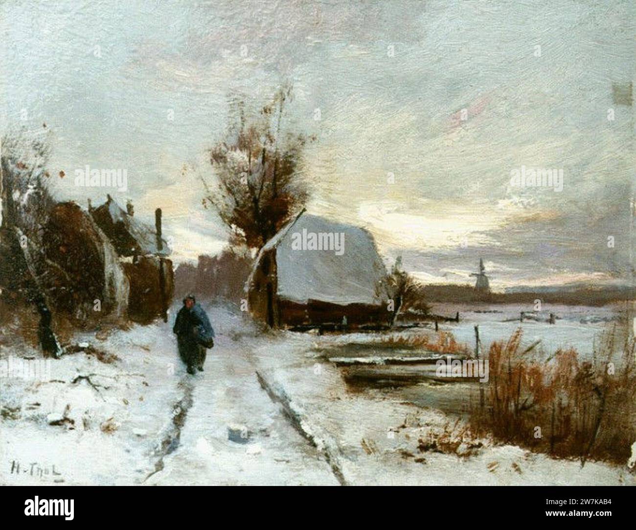 Winterlandschap door Hendrik Otto van Thol. Stock Photo