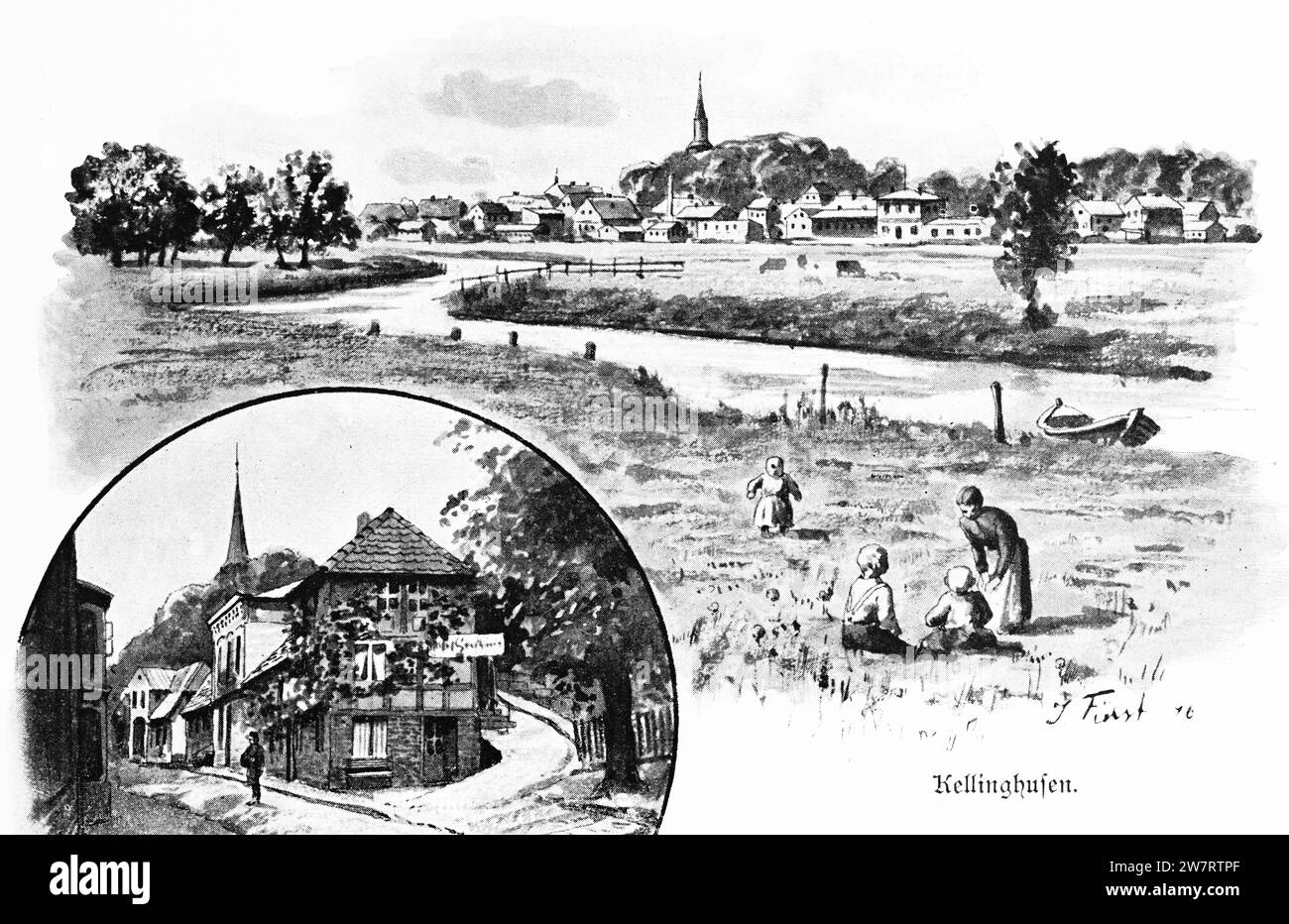 Small town of Kellingusen in the Elbe Marshes, SchleswigHolstein