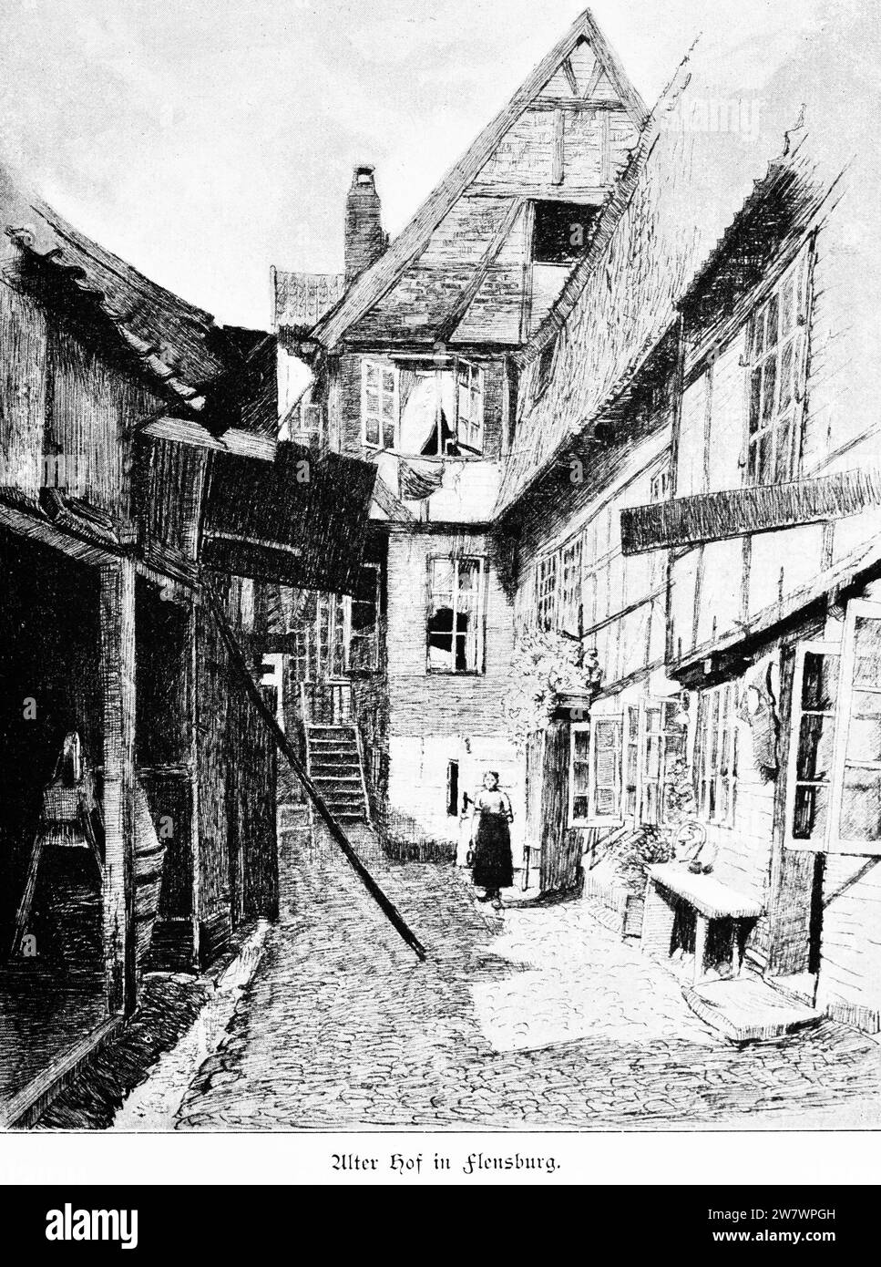 An Old Inner Court Of Flensburg Town, Schleswig-Holstein, Northern