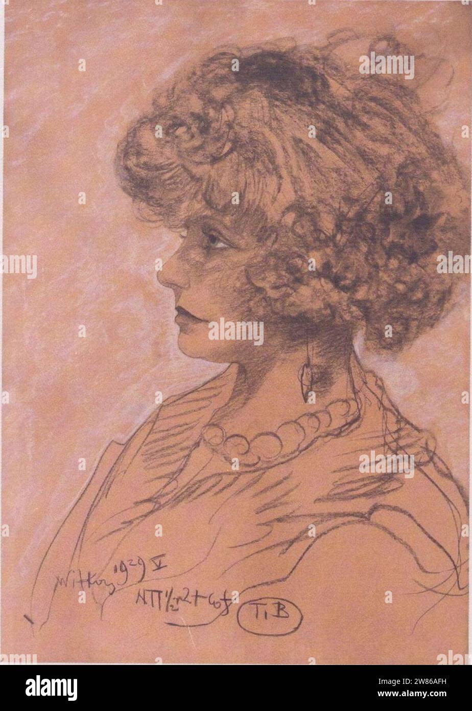 Witkacy - Portret Olgi Wojakowej - Muzeum Okręgowe w Rzeszowie - 1929-05. Stock Photo