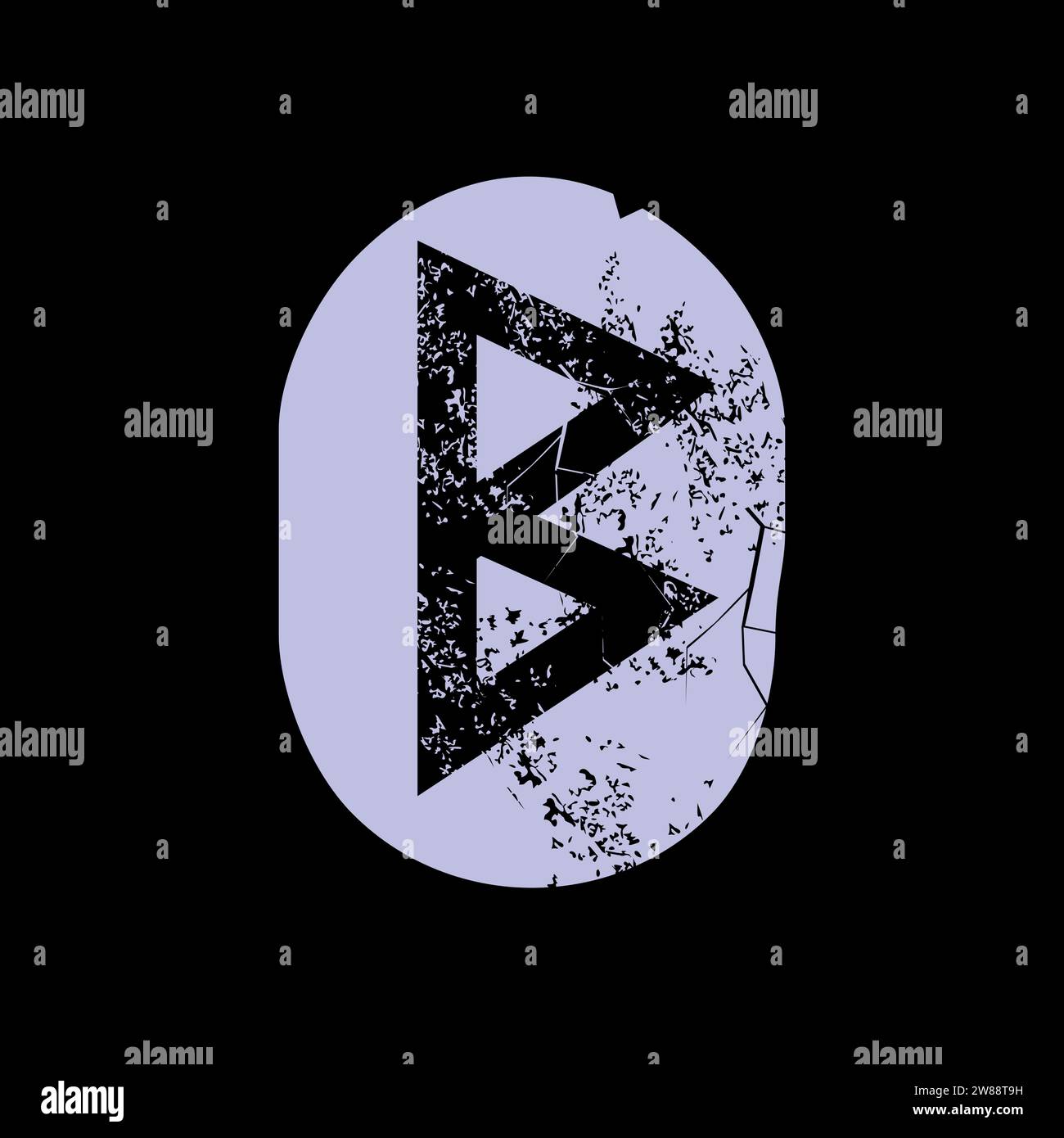 T-shirt design of the runic letter called Berkano carved in stone. Ancient alphabet to tell the future. Stock Vector