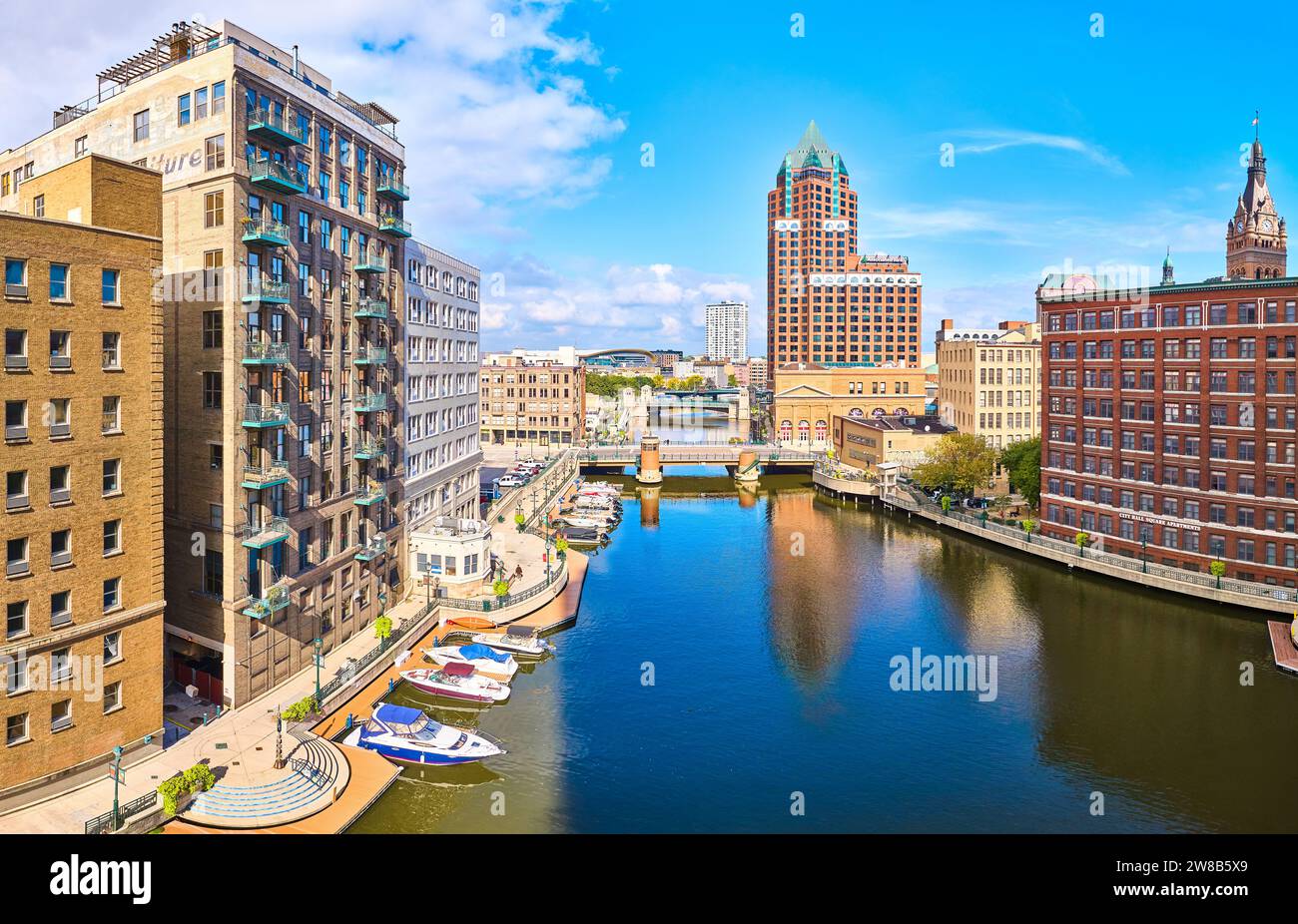 Aerial Milwaukee Waterfront Panorama with Historic and Modern