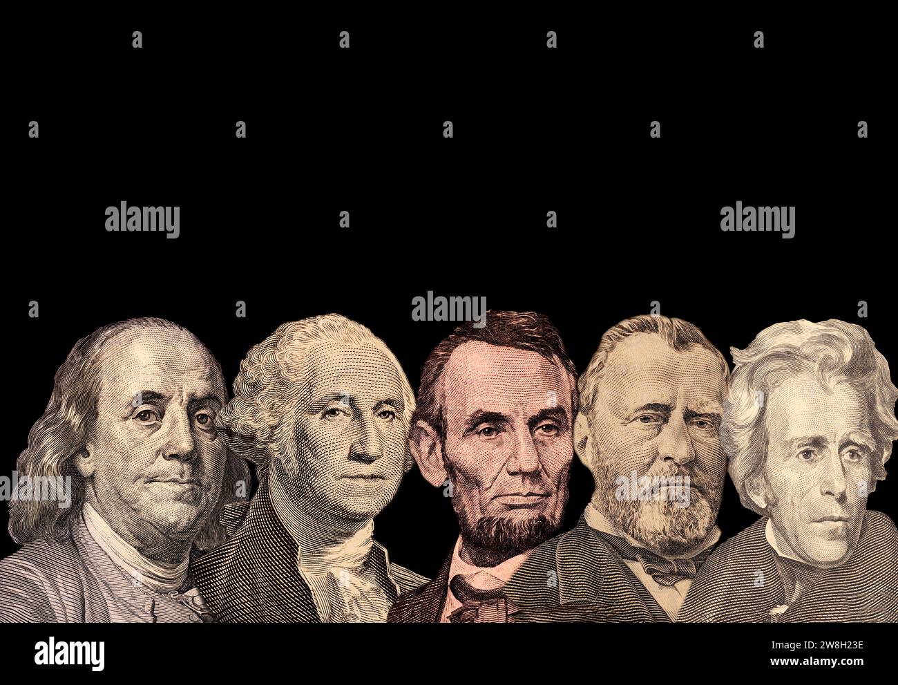 United States Paper Currency 5 Presidents Stock Photo - Alamy