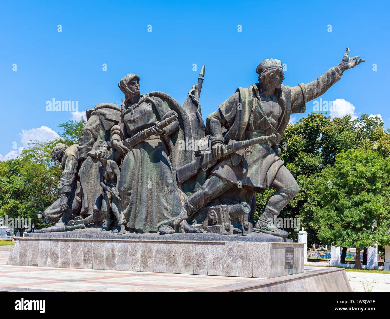 Monument 'Liberators of Skopje' - a monument dedicated to the liberators of Skopje. The monument was built in 1955. Stock Photo