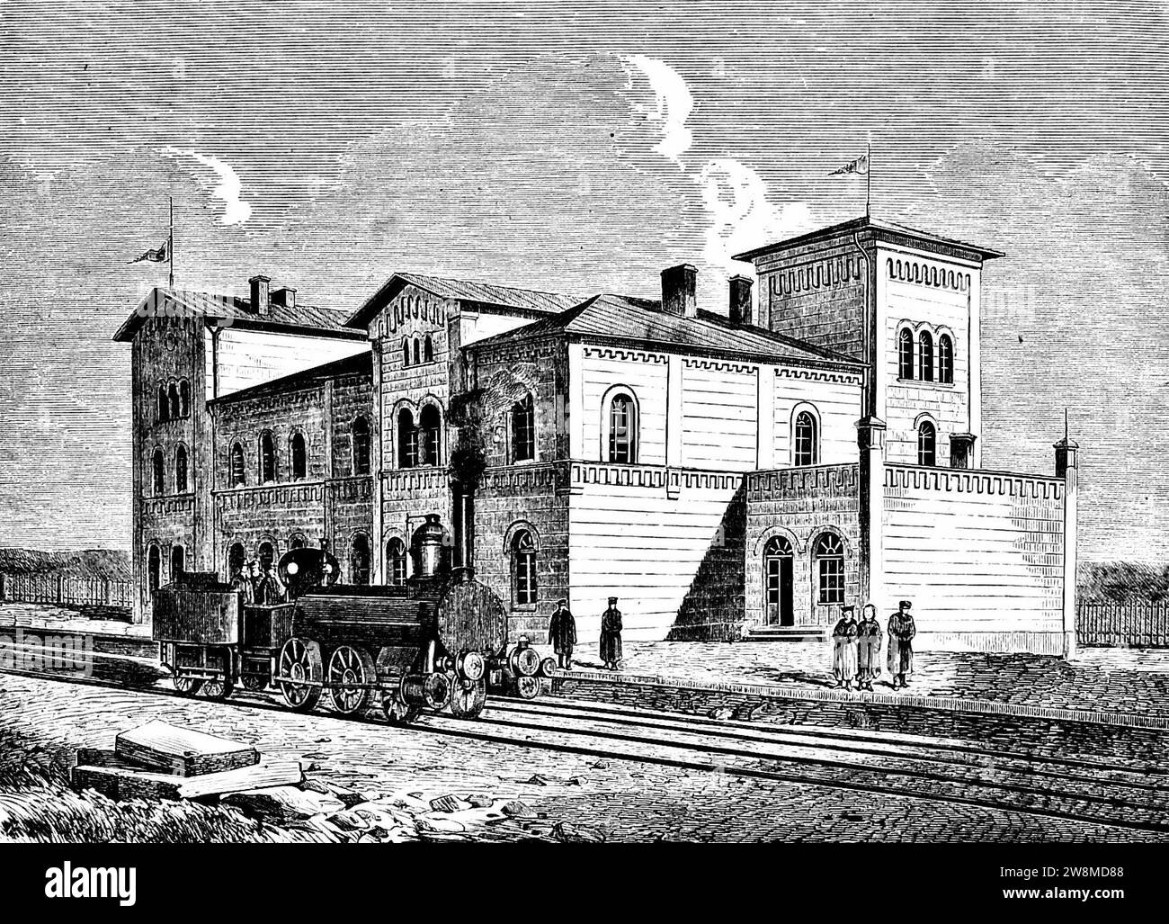 Wloclawek railway station - 1863. Stock Photo