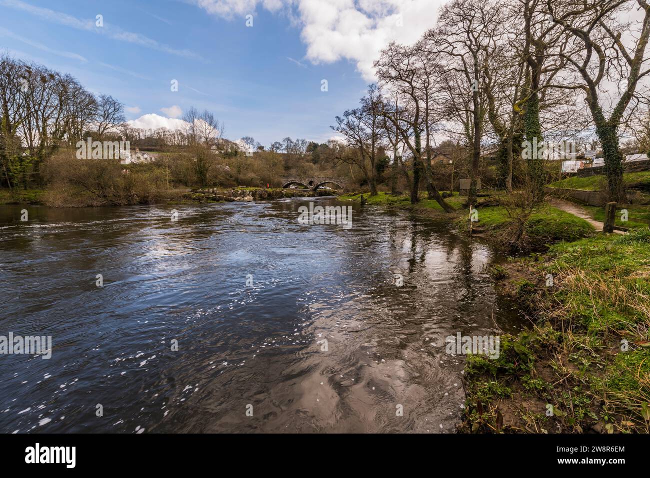 Cenarth Falls, Landscape, View, River, Rocks, Arch, Wales, Uk Stock Photo