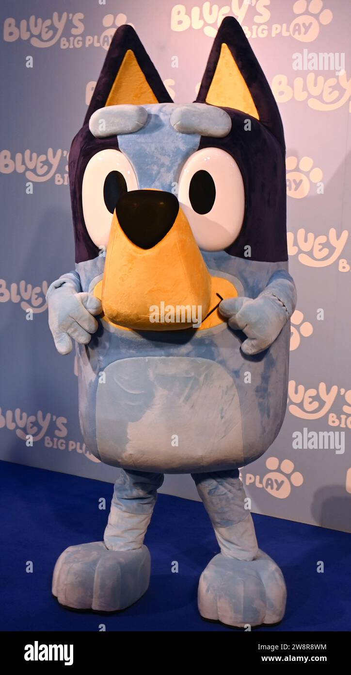 Guests .On Thursday 21 st December celebrities and their families gathered at the Royal Festival Hall in London for a gala performance of Bluey's Big Play , a brand - new theatrical adaptation of the BAFTA & Emmy award-winning children's television series Bluey . produced by Ludo Studion .VIP guests and proud parents who came along to see the stage show's official UK premiere included , Strictly Come Dancing stars James and Ola Jordan ,Rachel Riley and her husband Pasha Kovalev ,comedian and TV presenter Katherine Ryan , rapper Professor Green ,Westlife's Brian McFadden .JLS star turned farmer Stock Photo