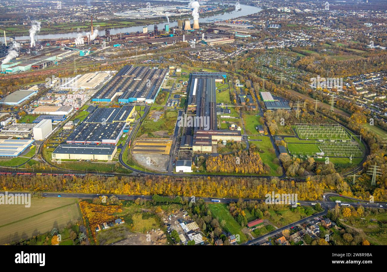 Aerial view, Thyssenkrupp Steel Europe factory site industrial area, in ...