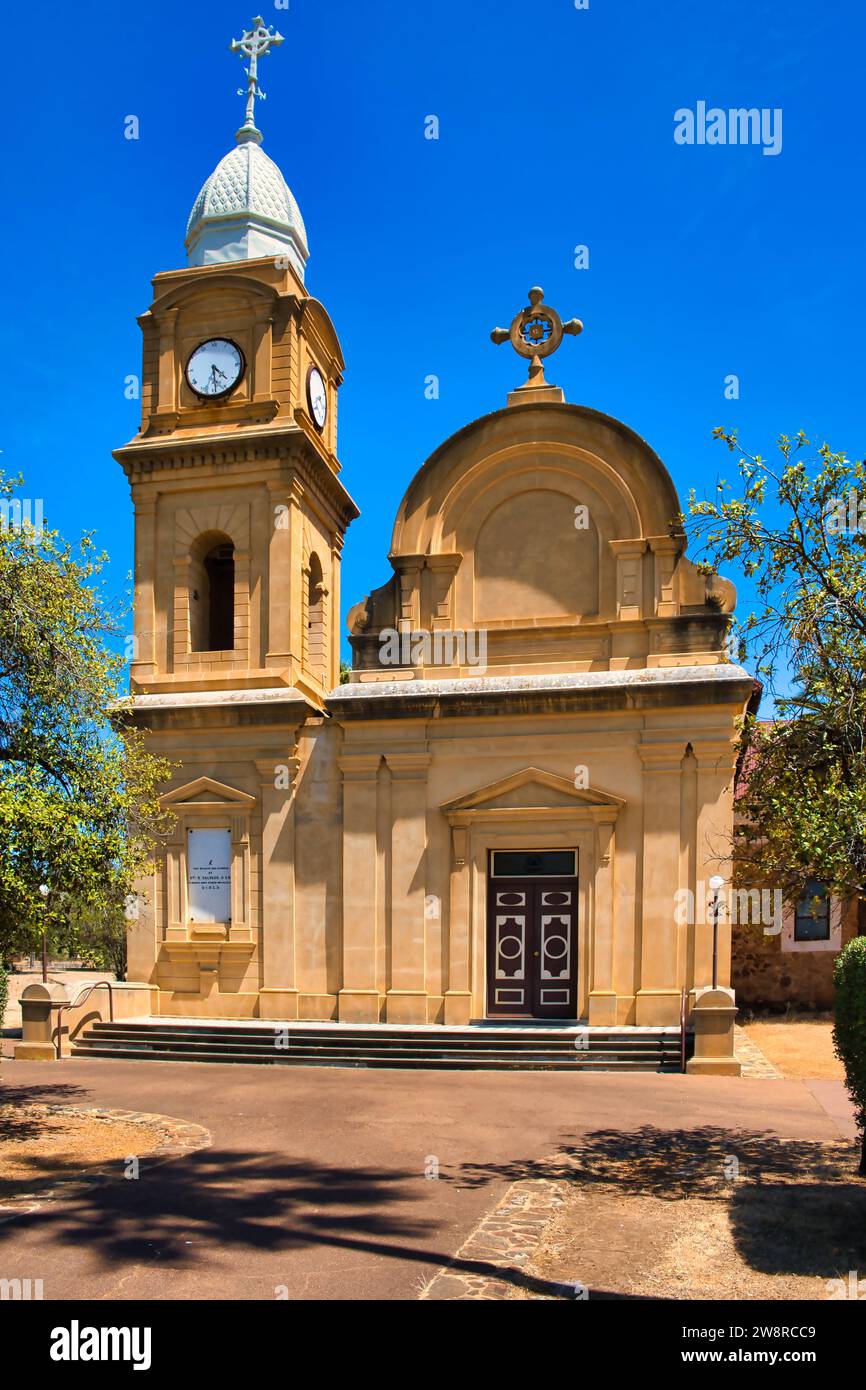 The abbey church of the monastic town of New Norcia, Western Australia, with a facade in Georgian style Stock Photo