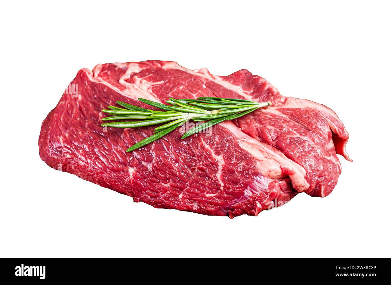 Raw Chuck eye roll Black Angus prime beef steak Isolated on white background, top view Stock