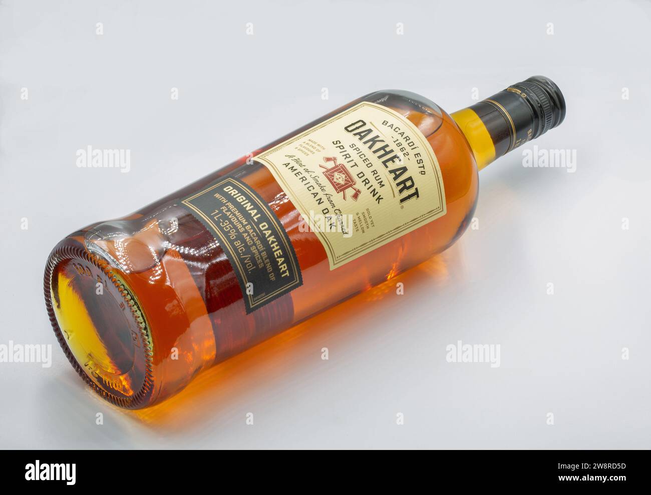 Kyiv, Ukraine - October 20, 2022: Bottle of Oakheart Spiced Rum spirit ...