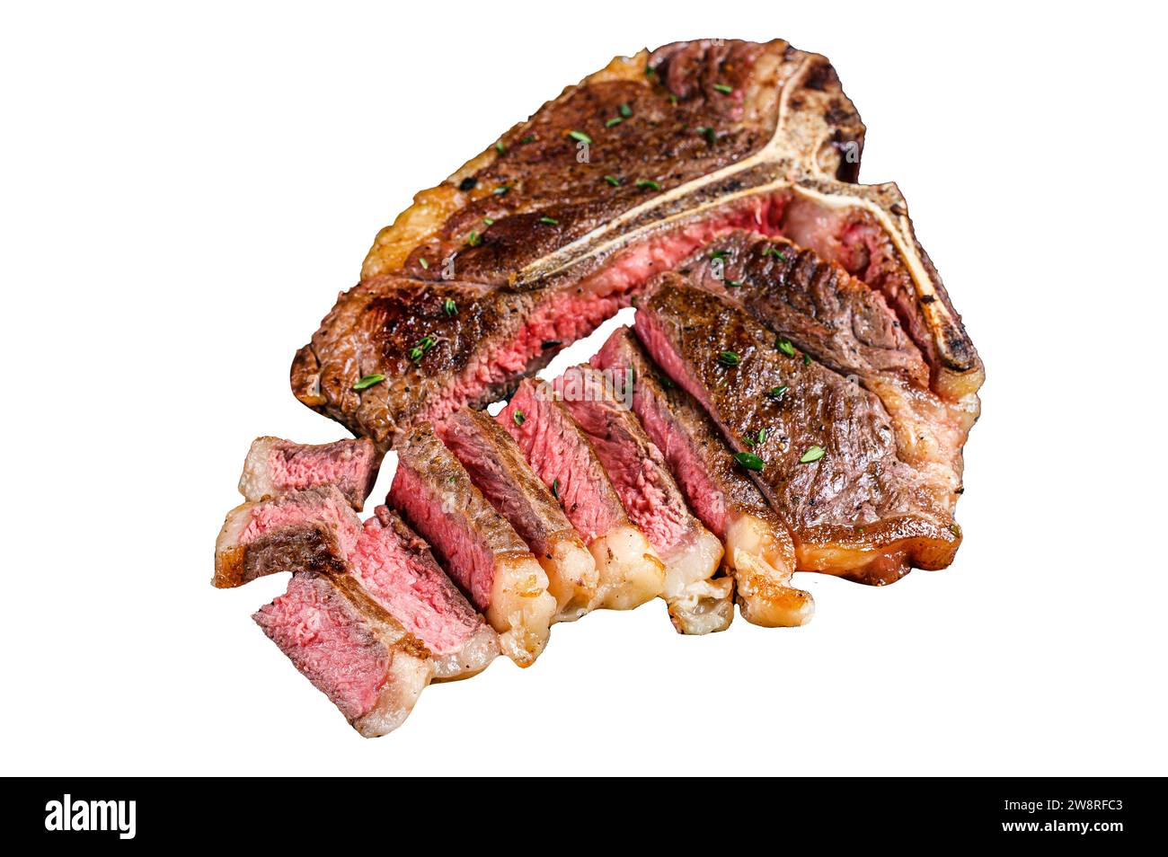 Grilled italian Florentine or t bone beef meat Steak. Isolated on white