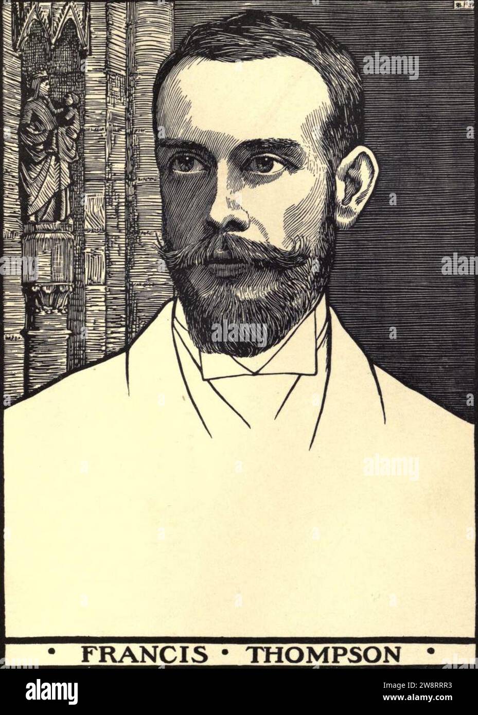 Woodcut Portrait of Francis Thompson Stock Photo Alamy