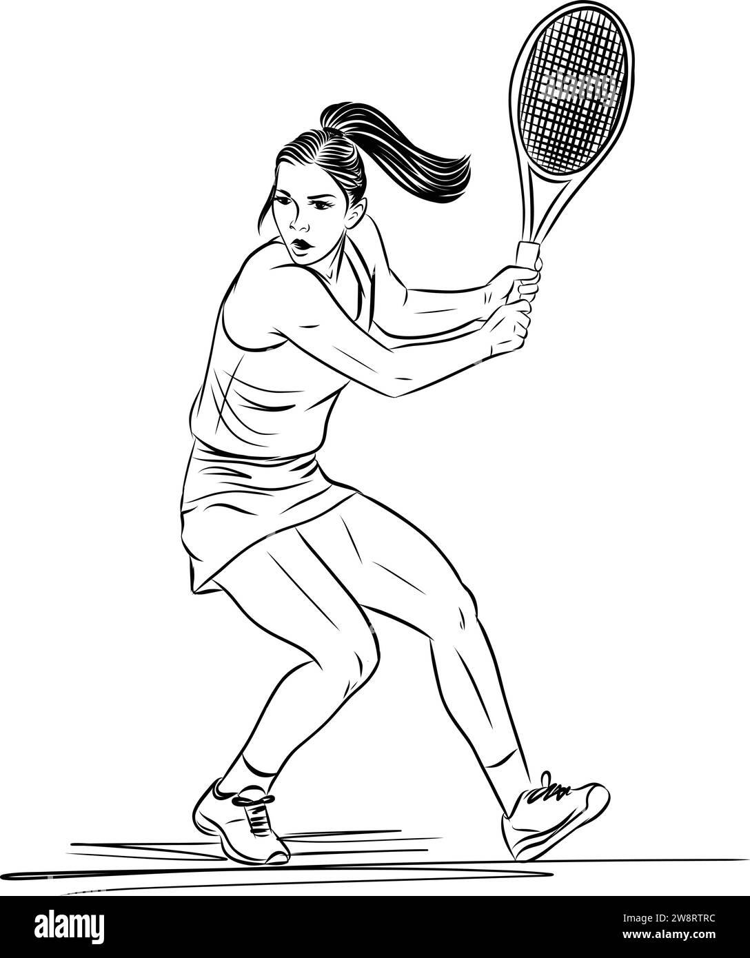 Tennis player hitting a serve. Young tennis player about to hit the