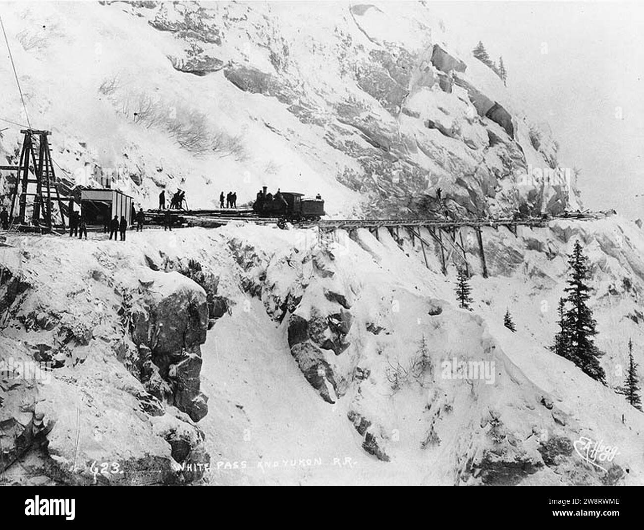 Work train hauling lumber for the construction of the White Pass ...
