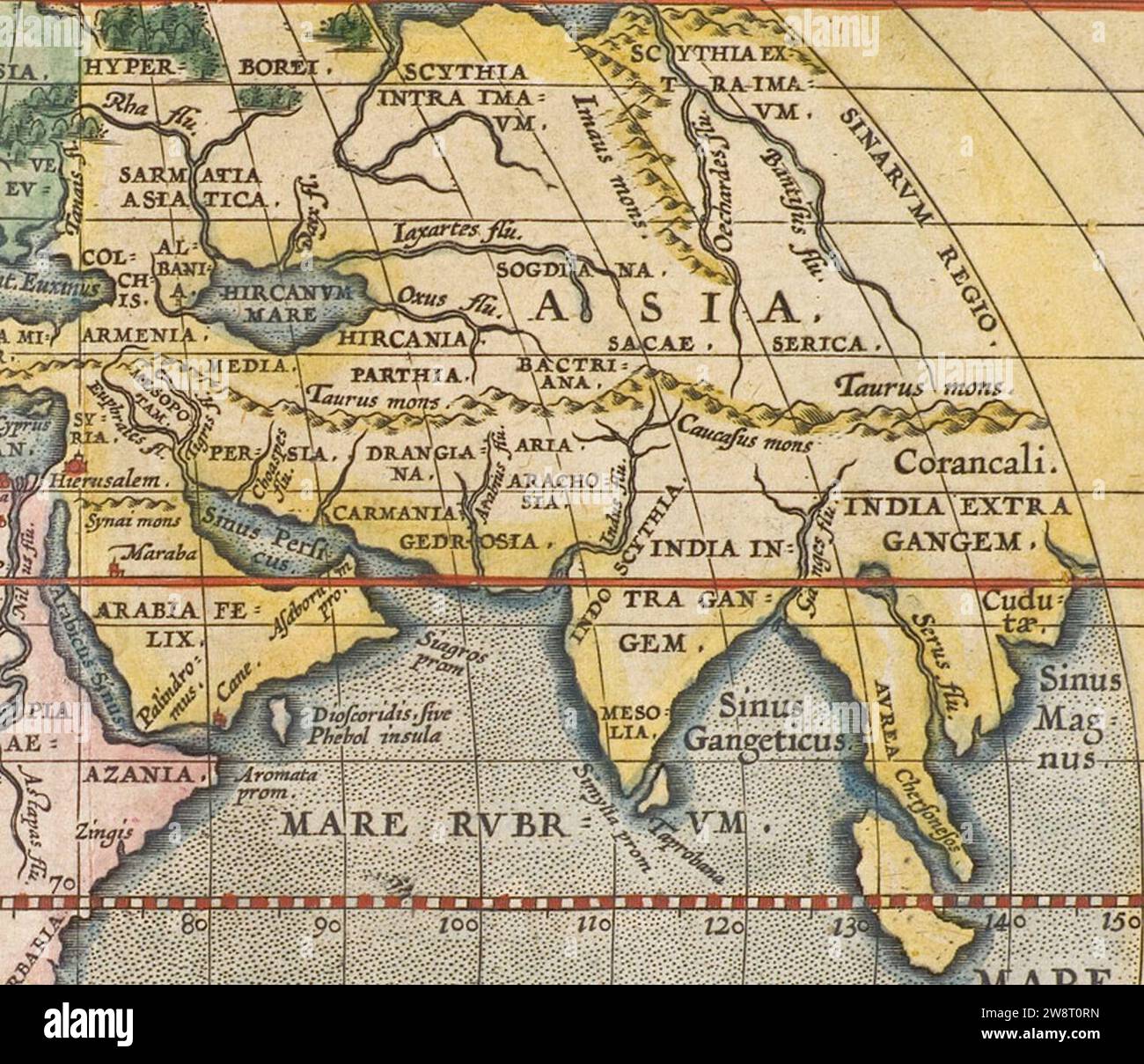 World climate zones (1610) Asia. Stock Photo