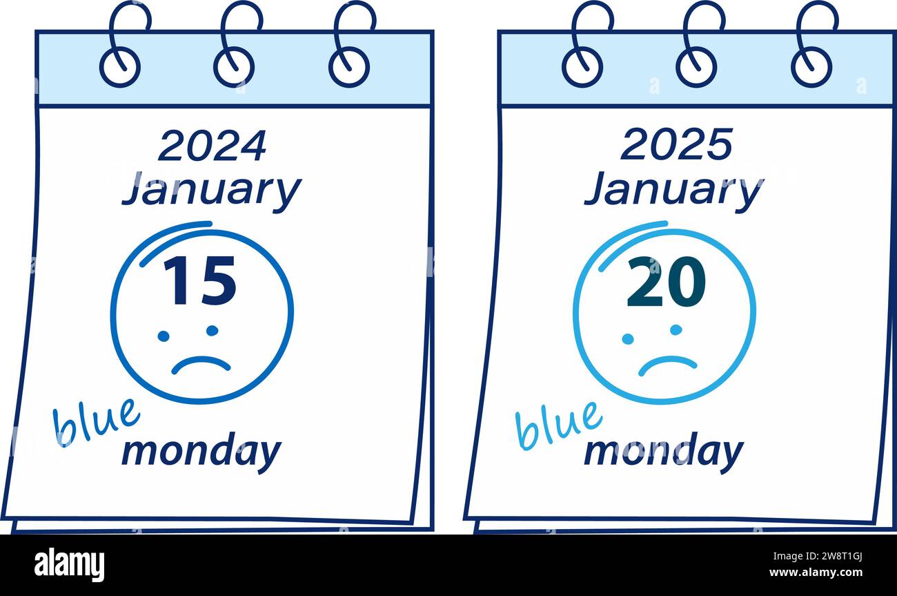 2 calendar sheets with date 2024, January 15 and 2025, January 20 with