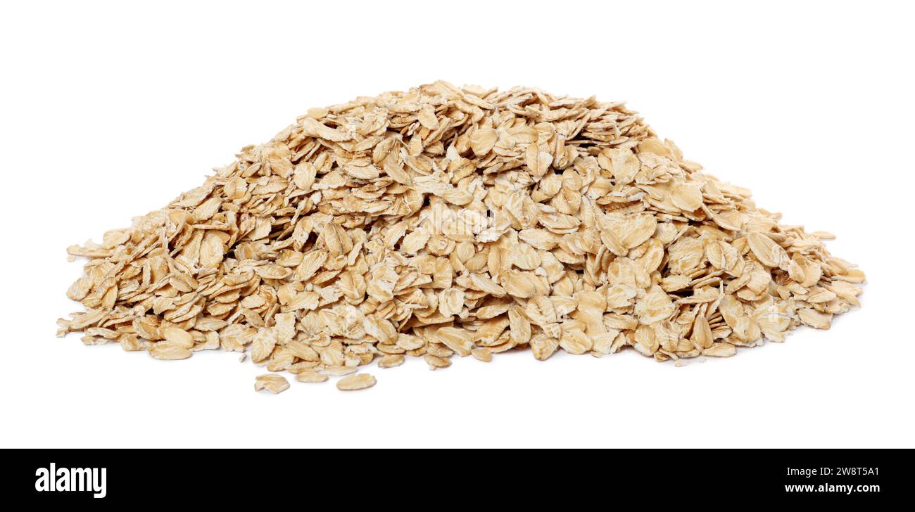 Pile of rolled oats isolated on white Stock Photo